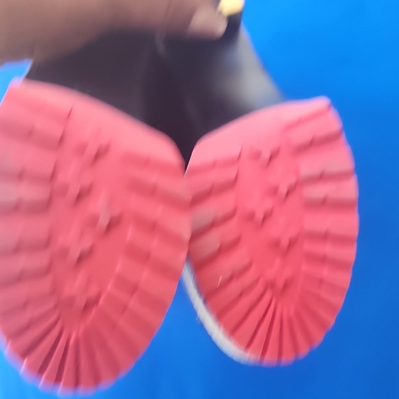 Bebe Y2k Black and Gold Lace Up Boots with Chunky Heel - Picture 8 of 10